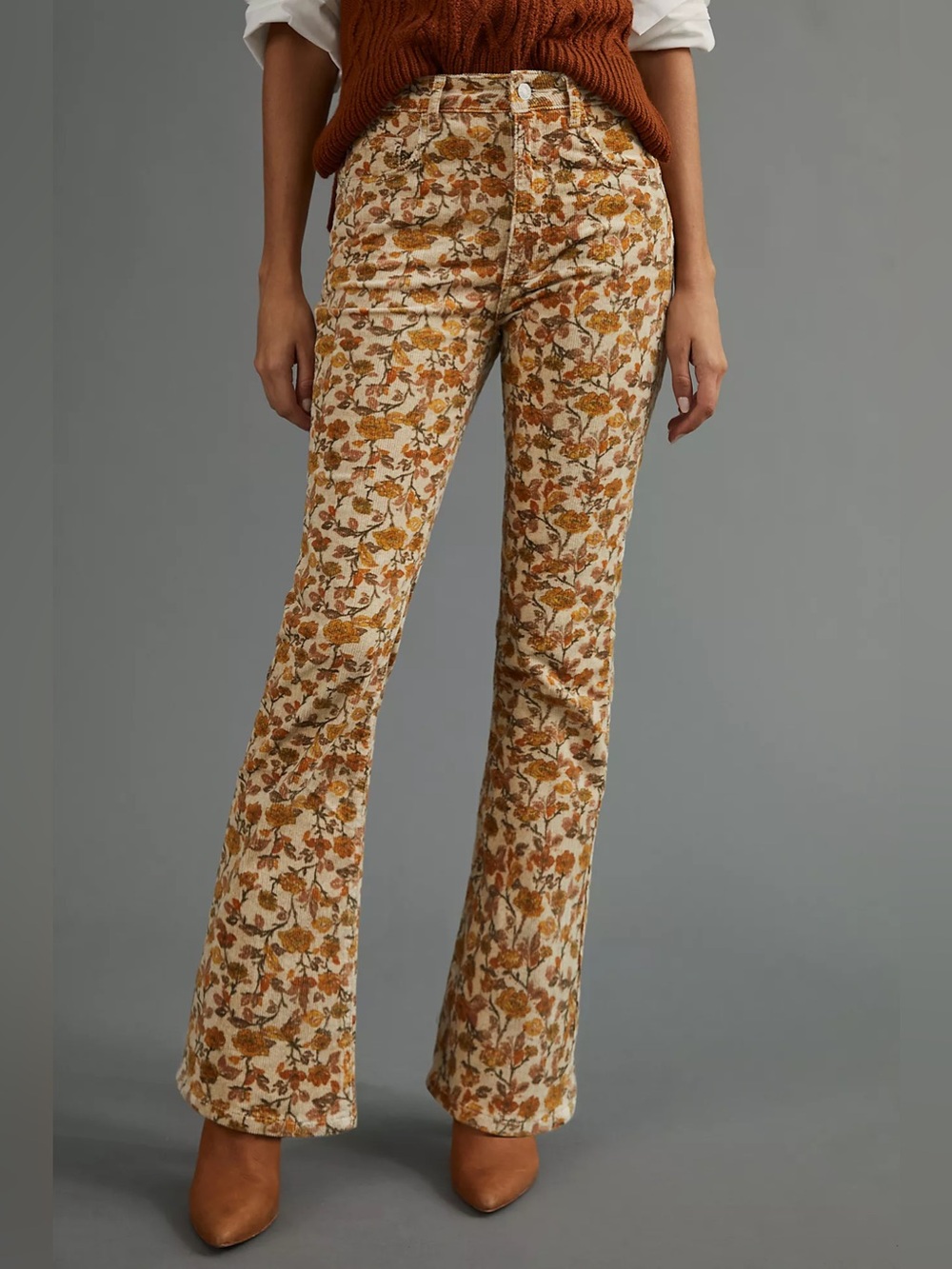 Pilcro The Icon Floral Corduroy Flare Pants Size 32 NWT Anthropologie $140 - Picture 13 of 15